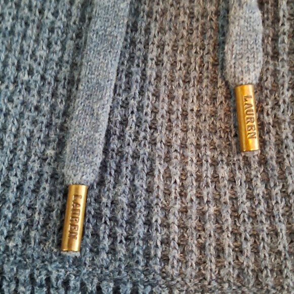 Lauren Ralph Lauren blue Unique Knit Turtleneck Cowl Neck Sweater Drawstring - Picture 5 of 12
